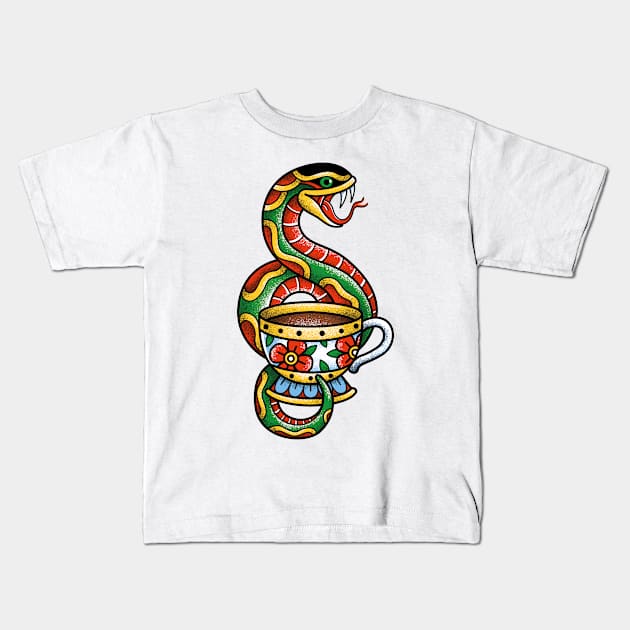 Traditional Snake Tattoo Kids T-Shirt by KneeDeep Ink